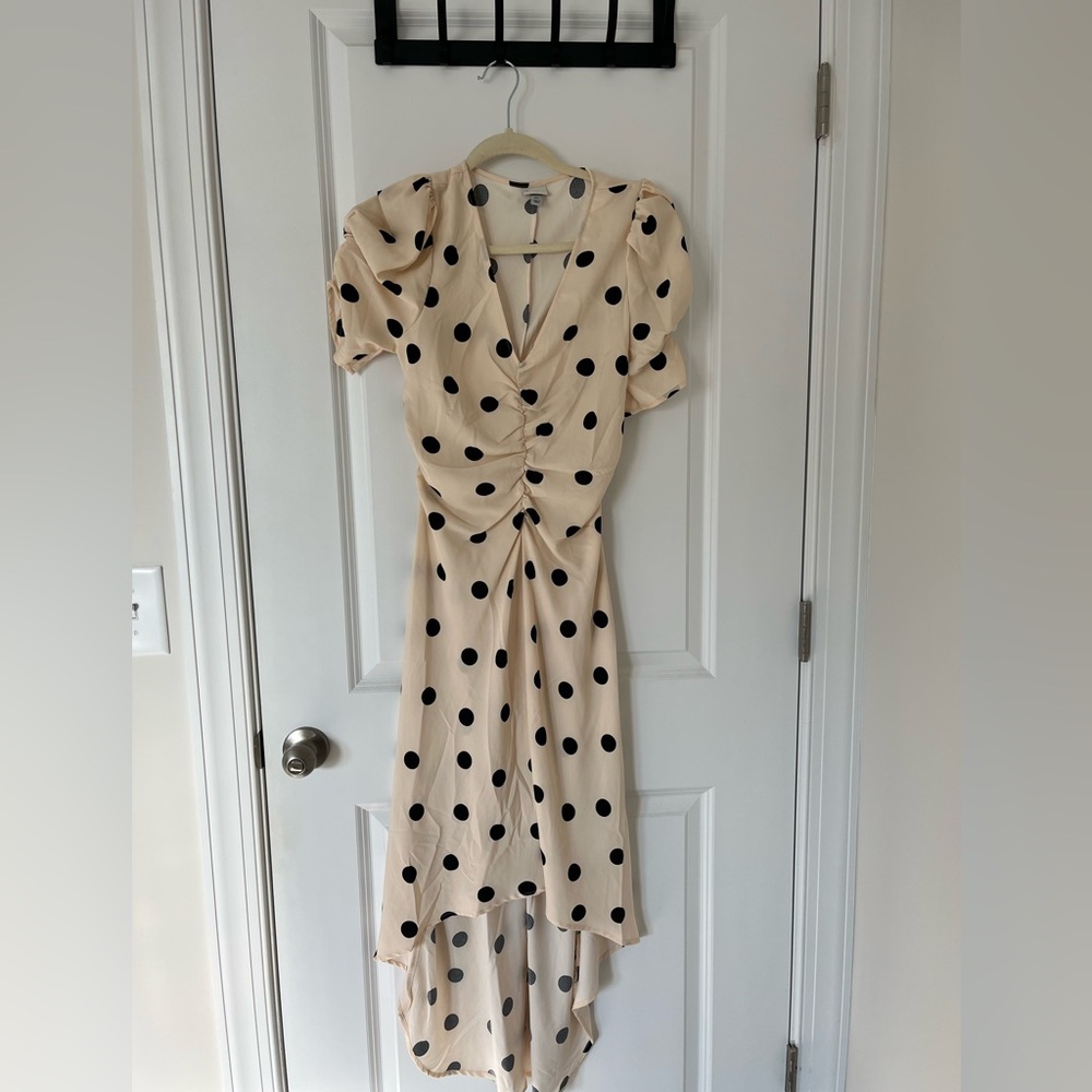 A New Day XS High-Low Length Black & White Polka Dot Dress
